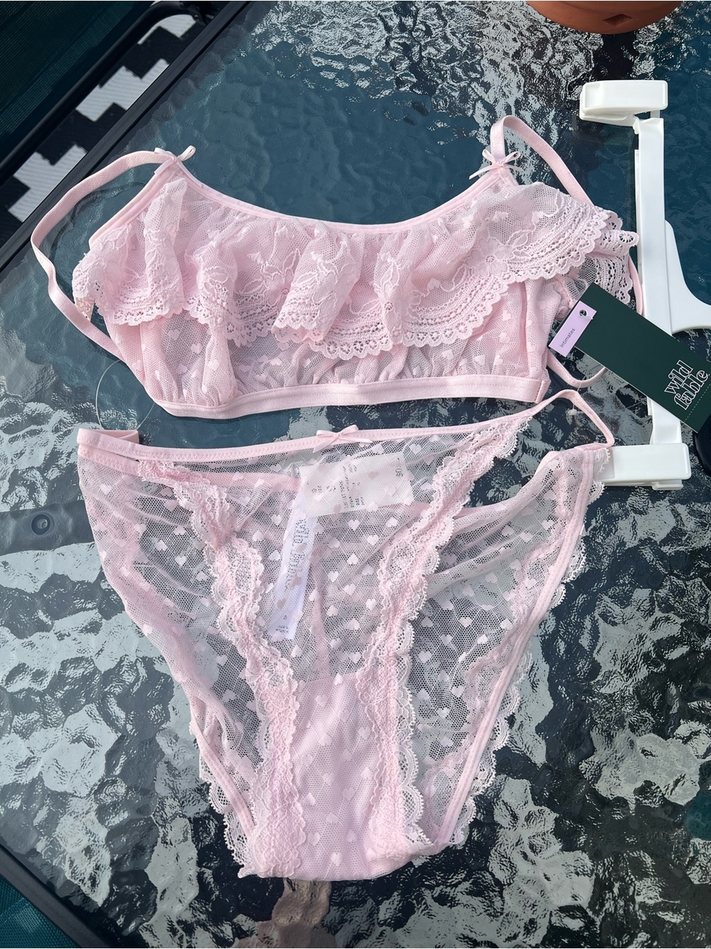 wild fable Light Pink Lace Bralette & Bikini Panty Set